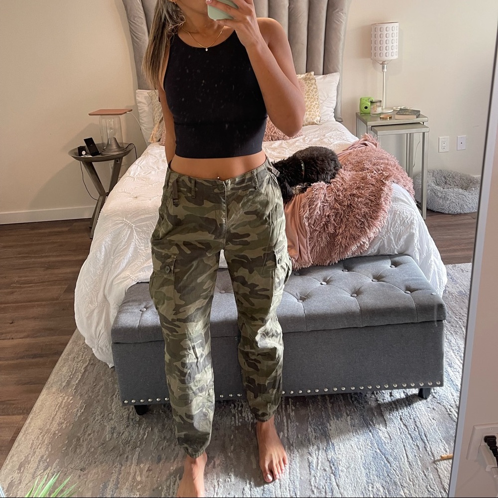 Green army cargo joggers from Garage